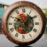 Horloge murale vintage rustique silencieuse sans tic-tac pour salon, chambre à coucher, décoration intérieure, aspect bronze antique, cadran floral, chiffres romains