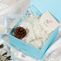 Boîte pliante magnétique bleue personnalisée faite à la main, antichoc, pour coffret cadeau de verres à vin rouge romantiques, idéale pour fêtes et mariages.