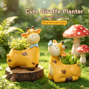 ROOGO Dễ Thương Kỳ Dị Chậu Cây Hươu Cao Cổ Mini Nhựa Mọng Nước Dụng Cụ Bào Chậu Hoa Nhỏ Để Bàn Trang Trí Văn Phòng Tại Nhà Quà Tặng - Product Image 2