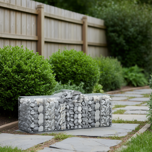 Juego de 2 cestas de gaviones rectangulares de hierro galvanizado plateado para cercas de exterior - Product Image 2