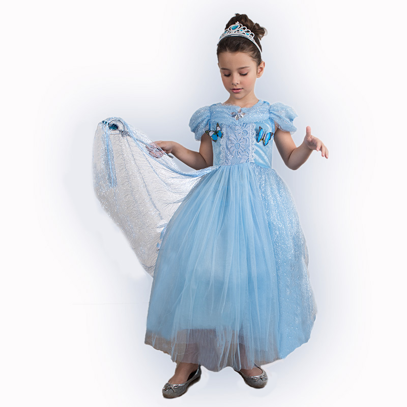 New Children's Carnival Party Costume pink  Costumes Butterfly Puff Sleeve Dress