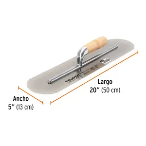 BOX 3 Paleta de esquinas redondeadas de 20' x 5' con mango de madera, TRUPER - Product Image 2
