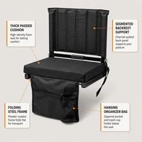 Siège de stade pliable portable avec coussin en mousse haute densité et dossier segmenté, chaise de tribune pour événements sportifs