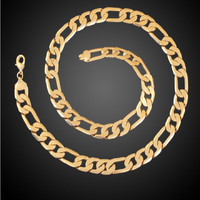Chaîne en or plaqué 10 mm 14 carats 18 carats pour homme, chaîne en câble, chaîne figaro