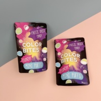 Sachets d'emballage alimentaire refermables en Mylar de qualité alimentaire pour bonbons, chocolats, mini-puffs, avec logo personnalisé imprimé sur toute la surface