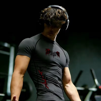 Ropa Deportiva de Compresión para Hombre, Diseño Gótico, Estampado para Gimnasio, Yoga, Interior, Exterior, Ocio, Moderno y Versátil