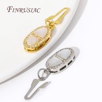Collier de perles fermoirs de connexion 18K plaqué or Zircon coquilles fermoir à crochet ovale fait à la main bijoux à bricoler soi-même faisant des accessoires