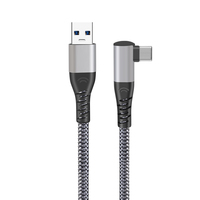 Câble de transfert de données 5 Gbps en nylon tressé 6 m 3A USB A vers Type C à angle droit, câble rapide pour la liaison VR, pour les lunettes VR Oculus Quest et Pico