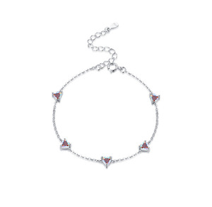 Pulsera de Cadena Plateada en Plata S925 con Cristal Tallado en Triángulo y Diamantes de Imitación, Diseño Geométrico Minimalista, Joyería para Uso Diario de Mujer - Product Image 5