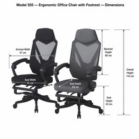 Silla de Oficina Reclinable con Respaldo Alto, Reposapiés Ergonómico, Silla de Computadora de Malla, Reposacabezas Ajustable, Silla de Oficina Giratoria