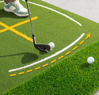 Tapis de golf avec lignes de guidage et de trajectoire de swing, 5x4 pieds, en gazon artificiel épaissi, pour entraînement en intérieur ou en extérieur