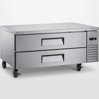 Réfrigérateur vertical professionnel en acier inoxydable à 2 tiroirs avec refroidissement par air et contrôle numérique pour cuisine commerciale
