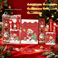 Ensemble de papeterie de Noël pour enfants, 6 pièces, fournitures scolaires, carnet, crayon, porte-clés, ensemble de cadeaux de Noël, vente en gros