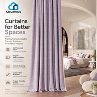 Rideaux de séparation de pièce sur mesure du sol au plafond, tissu texturé violet lavande, draperie pour appartement studio moderne