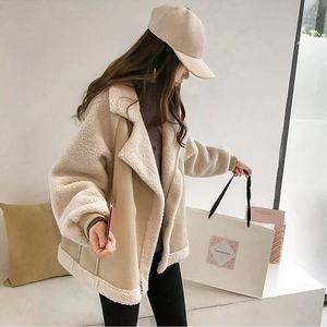 Women's Faux Fur Coat Apricot Loose Fit Warm Winter Jacket - Product Image 2