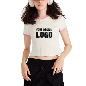Street Hip Hop Round Neck Vintage Cropped Women <b>T</b> <b>Shirt</b> Outdoor Casual Contrast Color Spice Girl Crop <b>Lady</b> <b>T</b> <b>Shirts</b> - Product Image 2