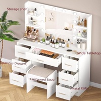 Meubles de chambre à coucher modernes - Coiffeuse en bois à sept tiroirs avec miroir Coiffeuse en bois pour chambre à coucher
