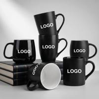 Mug en céramique noire avec logo personnalisé, tasse à café minimaliste nordique, mug à thé en porcelaine mate pour le bureau, les hôtels, les cadeaux promotionnels