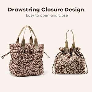 Sac à déjeuner isotherme pour femme, motif guépard mignon, boîte à déjeuner réutilisable, résistante aux taches, avec porte-bouteille d'eau pour adulte - Product Image 5