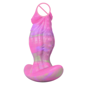 OEM ODM Marmorfarbener Rosa Gemischter Silikon-Analplug 15,2cm 290g 100% Wasserdichtes Erwachsenenspielzeug - Product Image 3