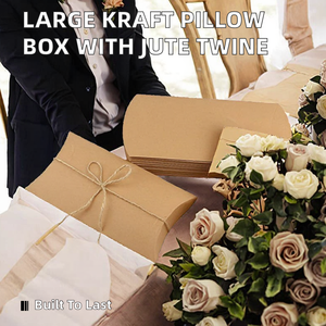Cajas de Regalo Desechables <span class=keywords><strong>JUMI</strong></span> de 6.3 Pulgadas, Tipo Almohada, de Papel Kraft, con 100 Pies de Cordón de Yute, Laminado Brillante, Grado Alimenticio, Cierre Magnético para Recuerdos de Boda - Product Image 2