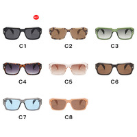 Lunettes de soleil carrées rétro personnalisées Trendy Simple Instagram Jelly Color UV400 Optimal Small-Frame Glasses PC Leopard Shades