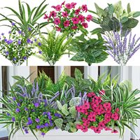Lot de fleurs et plantes artificielles en plastique, fausses fleurs et verdure pour la décoration extérieure des jardinières, patios, jardins et balcons