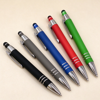 Stylo à bille avec pointe stylet, clip chromé, triple anneau, corps mat, écriture fluide pour tablette, téléphone et tâches de signature