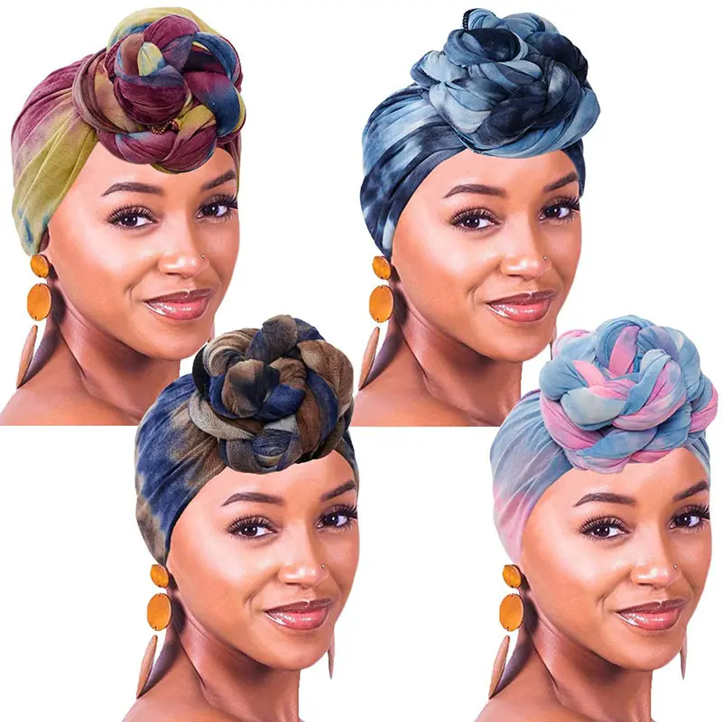 Copricapo in cotone africano donne indiane bellezza cappelli etnici sciarpa annodata cappello turbante moda testa sciarpe turbanti