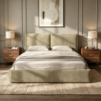 Cadre de lit modulaire minimaliste moderne en tissu rembourré, lit souple gain de place compressé en une seule boîte