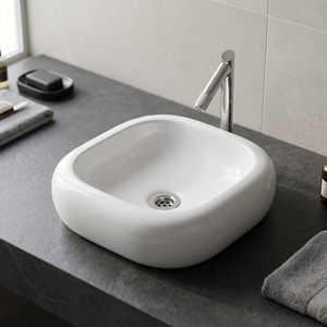 Stone Modern Hand Basin: Counter Top Vanity Units, <b>Table</b> Mount Lavabo Bathroom Wash Basin Sink - Ceramic Sanitary Wares - Product Image 4