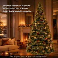 4,5m Vorbeleuchteter LED-Weihnachtsbaum PE-PVC Gemischter Kunstbaum mit Tannenzapfen und Beeren für Feiertags-, Heim- und Hoteldekoration