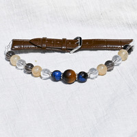 Collier pour animaux de compagnie en cristal d'améthyste et de quartz rose fait main, avec sangle en cuir réglable, pierre de guérison, collier pour chat, vente en gros
