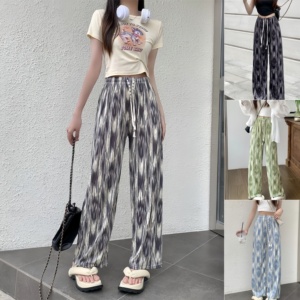 <span class=keywords><strong>Pantaloni</strong></span> Casual da Donna con Stampa Tie-Dye, Vita Alta con Coulisse, <span class=keywords><strong>Morbidi</strong></span> in Seta Ghiaccio, Gamba Larga, Primavera Estate - Product Image 2