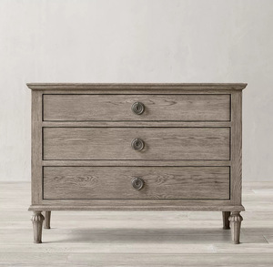 French-style Three-drawer Nightstand Country Vintage Oak High Quality Solid Wood for <b>Small</b> Apartments Modern Bedroom Furniture - Product Image 4