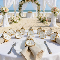 Lot de 9 ravissants anneaux de serviette en coquille d'huître et perle pour mariage estival à la plage, parfaits comme cadeaux uniques pour la Saint-Valentin, 3-4 pouces