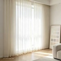 Rideaux Transparents Modernes Blancs Sur Mesure pour Salon, à Rayures Verticales, Filtrant la Lumière, Longueur au Sol, Plissés, Fourniture Directe Usine