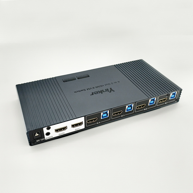 4K Seamless KVM Switch 4 in 2 Out HDMI Matrix Switcher 4K@30Hz for 4 Computers Sharing 2 Monitors, Support USB 3.0 3.5mm Audio