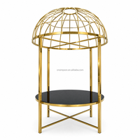 Table de dîner de mariage de luxe en acier inoxydable doré, grande table de banquet en forme de cage à oiseaux pour réception de mariage, décoration de fête d'hôtel