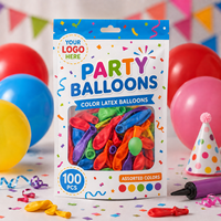 Sacs d'emballage personnalisés pour ballons de fête, pochettes verticales avec fenêtre, fermeture éclair refermable, trou de suspension, couleurs assorties, 100 pièces