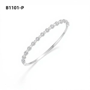 Amy Amy Fashion <b>Bangle</b> B1101 <b>Silver</b> Plated Crystal Tennis <b>Bracelet</b> Women's Classic Jewelry Gift - Product Image 1