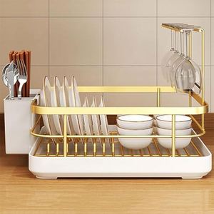 Factory Direct Price Dish Bowl Drain <b>Storage</b> Rack Metal Basket Organizer <b>Kitchen</b> Sink Dishes <b>Storage</b> Rack with Utensil Holder - Product Image 3
