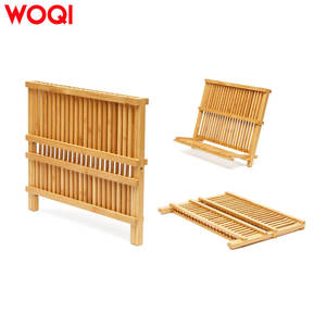 WOQI Moderno Estante Plegable <span class=keywords><strong>de</strong></span> Madera Natural y Bambú <span class=keywords><strong>de</strong></span> un Solo Nivel para Ropa, <span class=keywords><strong>Escurridor</strong></span> <span class=keywords><strong>Plano</strong></span> Multifunción, Soporte para <span class=keywords><strong>Platos</strong></span> <span class=keywords><strong>de</strong></span> Cocina - Product Image 5