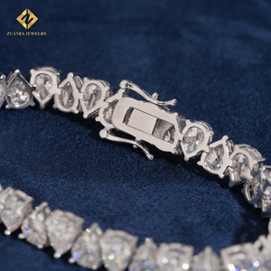 ZUANFA JEWELRY Moissanite Pear Cut Tennis <b>Bracelet</b> 925 <b>Silver</b> Rhodium Plated Unisex Luxury <b>Bracelets</b> - Product Image 2