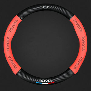 Fundas para <span class=keywords><strong>Volante</strong></span> de Alcántara, Funda para <span class=keywords><strong>Volante</strong></span> de Coche de Fibra de Carbono con Logotipo para <span class=keywords><strong>Toyota</strong></span> Avalon <span class=keywords><strong>Corolla</strong></span> Camry Hilux Highlander - Product Image 3