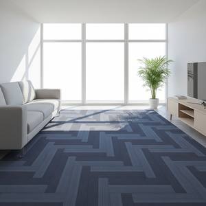 Alfombra Moderna Acolchada con Diseño de Rompecabezas, de Nailon, para Oficina, con Bucle, Antimicrobiana, en Losetas Rectangulares, Comercial - Product Image 1