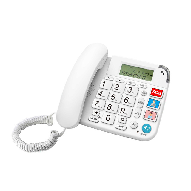 For Elderly Care Message Waiting LED Indicator SOS Emergency Big Button Trim Line Fixed Landline Corded Phone