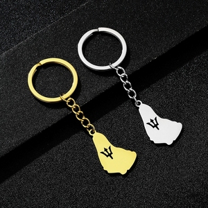 Llavero con mapa de <span class=keywords><strong>bandera</strong></span> de <span class=keywords><strong>Barbados</strong></span> esmaltado de fábrica, llavero con colgante de mapa de <span class=keywords><strong>Barbados</strong></span> esmaltado chapado en oro de 18 quilates - Product Image 1