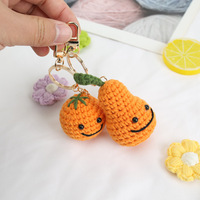 Schattig handgebreid fruit sleutelhanger handgemaakt gehaakt 3D sinaasappel perzik peer amigurumi knuffel hanger tas charme dames cadeaus