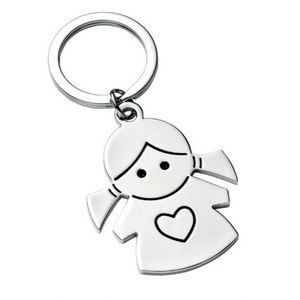 Portachiavi in argento per bambina con design a cuore, ideale per bambini e come regalo - Product Image 1